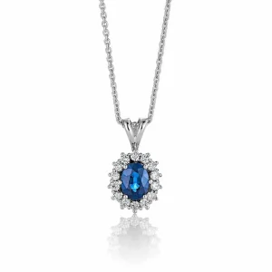 ANHENG HVITTGULL MED SAFIR OG DIAMANTER