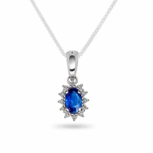 ANHENG HVITTGULL MED SAFIR OG DIAMANTER