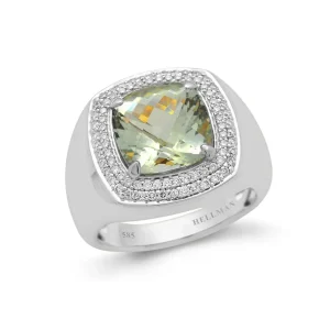 DIAMANTRING HELLMAN HVITTGULL AMTYST AND DIAMOND SIGNET