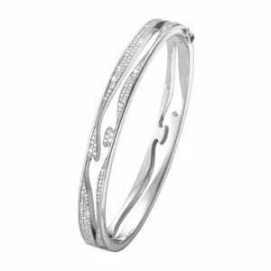 GEORG JENSEN ARMRING FUSION HVITTGULL MED DIAMANTER FULL PAVE
