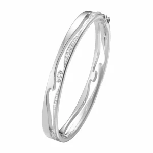 GEORG JENSEN ARMRING FUSION HVITTGULL MED DIAMANTER