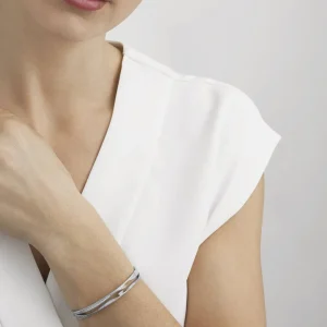 GEORG JENSEN ARMRING FUSION HVITTGULL MED DIAMANTER FULL PAVE