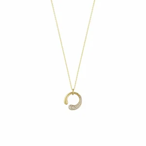 GEORG JENSEN HALSSKJEDE MERCY GULTGULL MED DIAMANTER