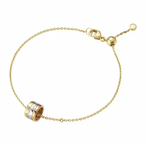 GEORG JENSEN KJEDE ARMBÅND FUSION HVITT/ROSE/GULTGULL MED DIAMANTER