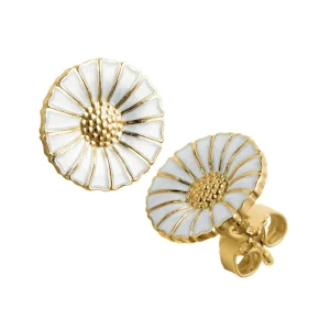 GEORG JENSEN ØREDOBBER DAISY FORGYLT SØLV OG HVIT EMALJE