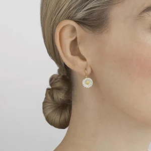 GEORG JENSEN ØREDOBBER DAISY FORGYLT SØLV OG EMALJE