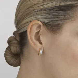 GEORG JENSEN ØREDOBBER FUSION GULL MED DIAMANTER