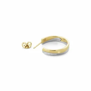 GEORG JENSEN ØREDOBBER FUSION GULL MED DIAMANTER STORE