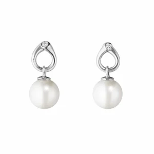 GEORG JENSEN ØREDOBBER MAGIC MED PERLER OG DIAMANTER HVITTGULL