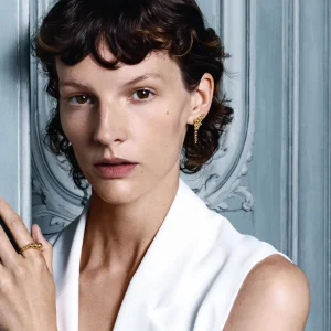 GEORG JENSEN ØREDOBBER MED HENG MOONLIGHT GRAPES GULTGULL OG DIAMANTER