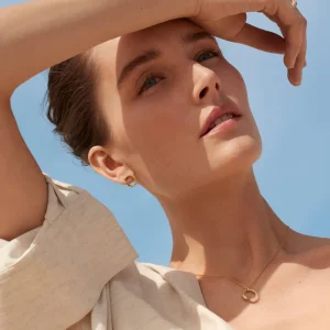 GEORG JENSEN ØREDOBBER MERCY GULTGULL MED DIAMANTER