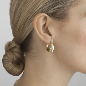 GEORG JENSEN ØRERINGER CURVE SØLV & GULL