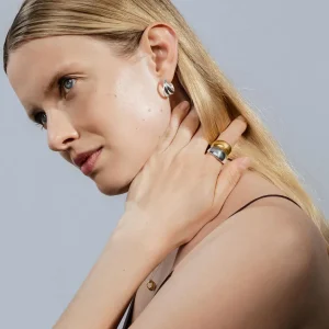 GEORG JENSEN RING BRED CURVE SØLV & GULL