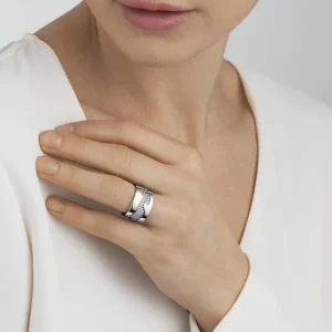 GEORG JENSEN RING FUSION SENTER RING HVITTGULL
