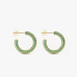 IZABEL DISPLAY HOOPS COLORFUL GOLDPLATED GREEN