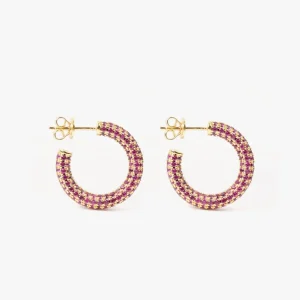 IZABEL DISPLAY HOOPS COLORFUL GOLDPLATED PINK