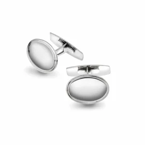 MANSJETTKNAPPER HVITTGULL OVAL GALTT