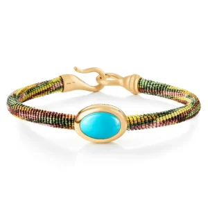 OLE LYNGGAARD ARMBÅND LIFE MED TURQUOISE 6MM GULTGULL