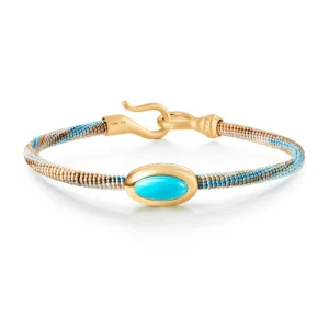 OLE LYNGGAARD ARMBÅND LIFE MED TURQUOISE 4,5MM GULTGULL