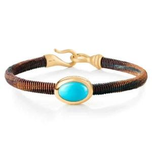 OLE LYNGGAARD ARMBÅND LIFE MED TURQUOISE 6MM GULTGULL