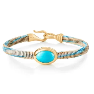 OLE LYNGGAARD ARMBÅND LIFE MED TURQUOISE 6MM GULTGULL
