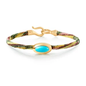 OLE LYNGGAARD ARMBÅND LIFE MED TURQUOISE 4,5MM GULTGULL