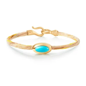 OLE LYNGGAARD ARMBÅND LIFE MED TURQUOISE 4,5MM GULTGULL