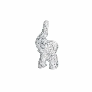 OLE LYNGGAARD CHARM ELEFANT MED PAVÉ HVITTGULL