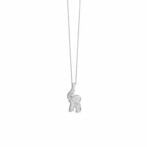 OLE LYNGGAARD CHARM ELEFANT MED PAVÉ HVITTGULL