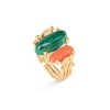 OLE LYNGGAARD RING BOHO SPECIAL PIECE DOBBEL MALAKITT OG KORALL