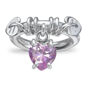 RIKKE HARHSEIM RING M/HENGENDE STEN LYS ROSA