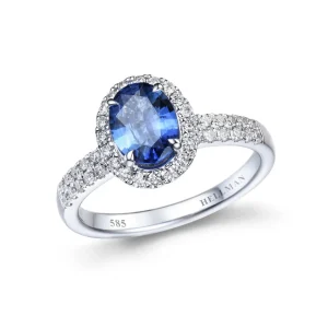RING OVAL SAFIR MED DIAMANTER