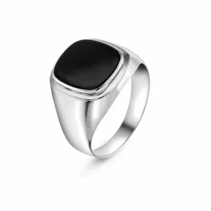 SIGNETRING HERRE I HVITTGULL MED ONYX