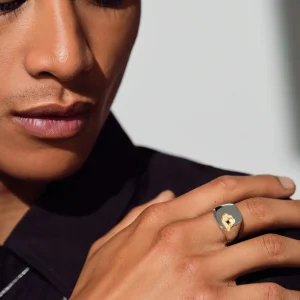 TOM WOOD RING MINED LARGE BLACK DIAMOND