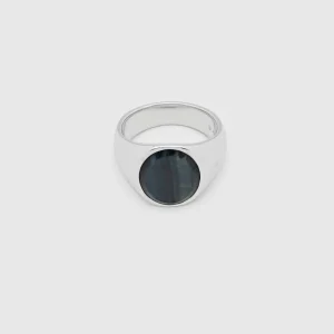 TOM WOOD RING OVAL BLUE HAWK EYE