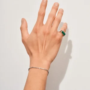 TOM WOOD RING PEAKY MALACHITE